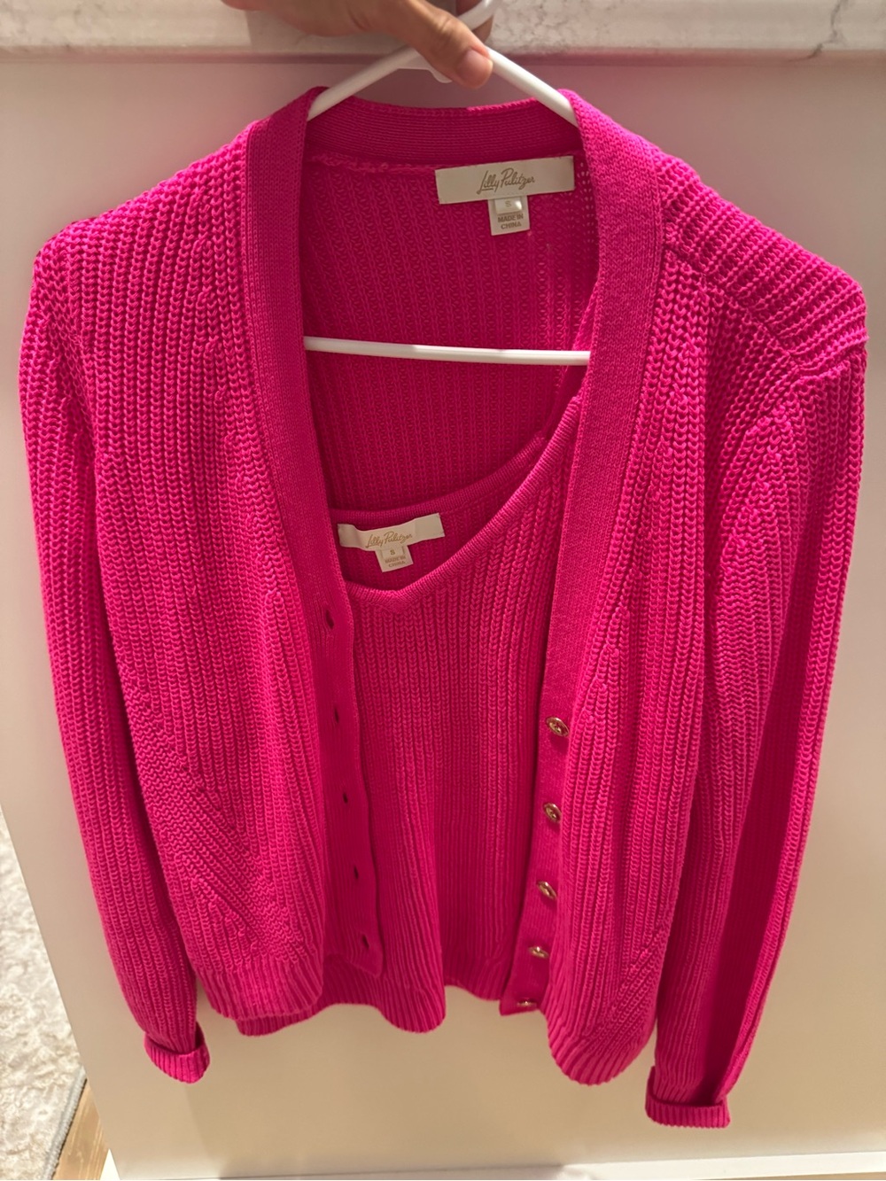 Lilly Pulitzer Fuchsia Knit Cardigan & Tank Set